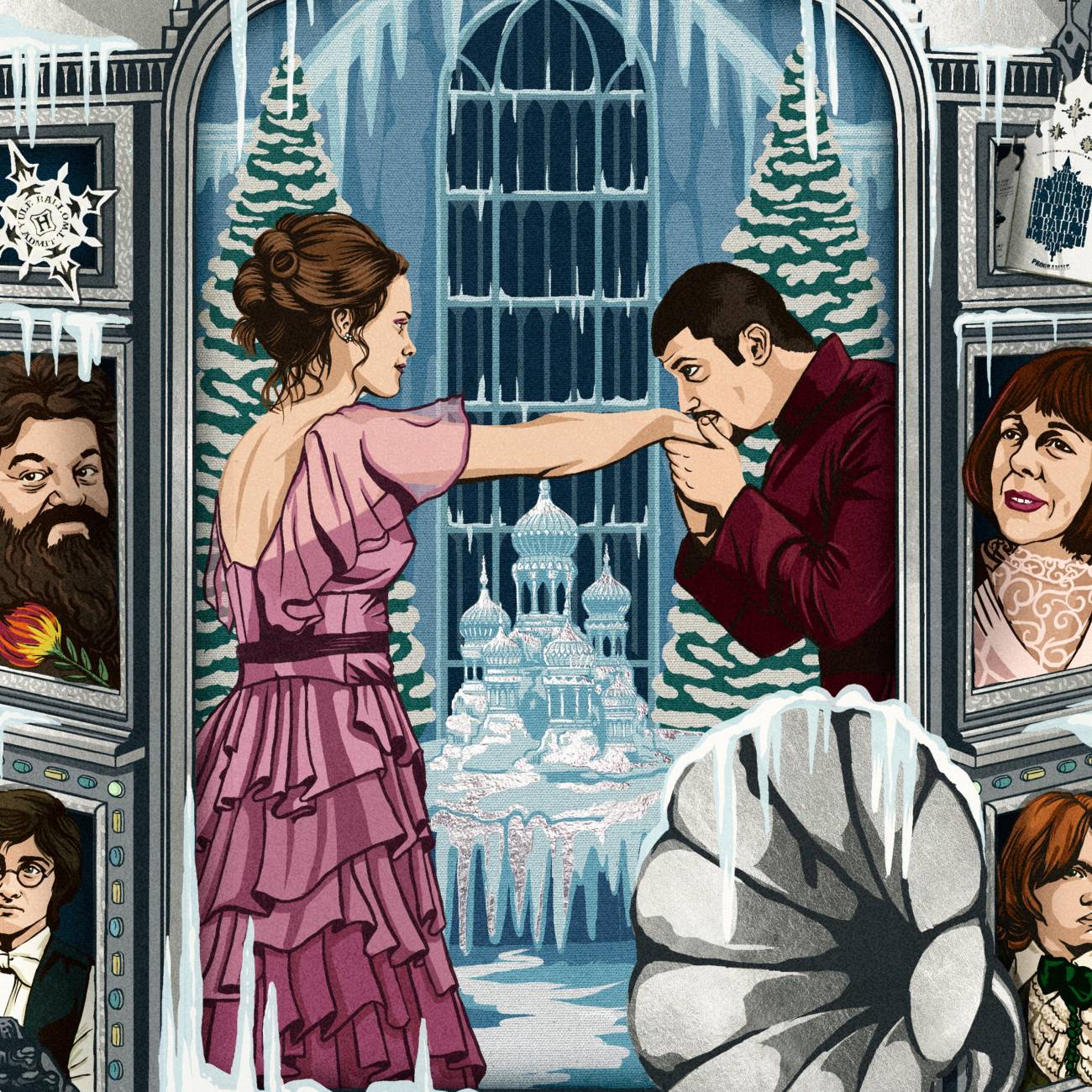 Magical Moments art print featuring the moment Hermione Grangers dazzles at the Yule Ball, in an iconic film scene from ‘Harry Potter and the Goblet of Fire’.