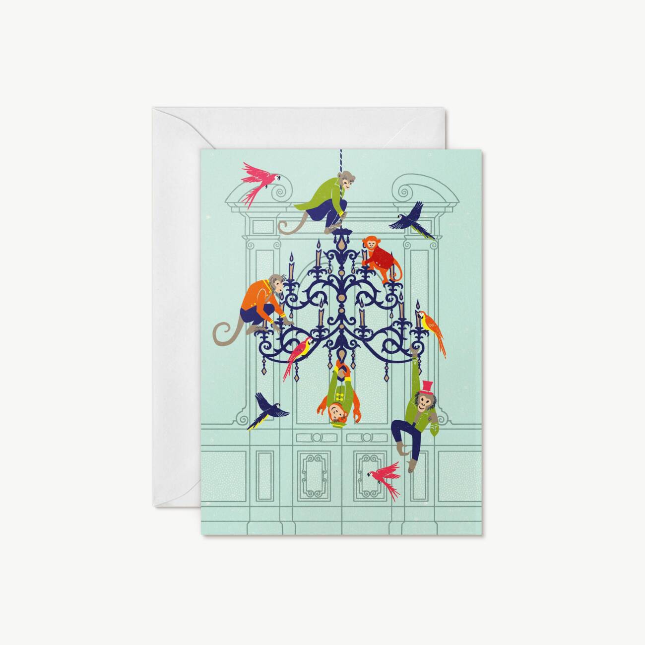 MinaLima Classics 'The Beauty and the Beast' 'A Troop of Monkeys' notecard with white envelope.