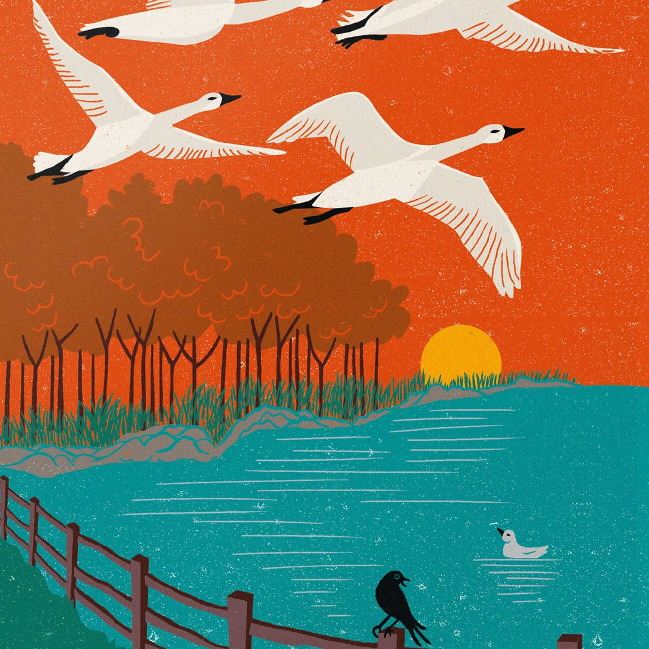 MinaLima Classics 'The Little Mermaid and Other Fairy Tales' notecard 'A Flock of Birds'